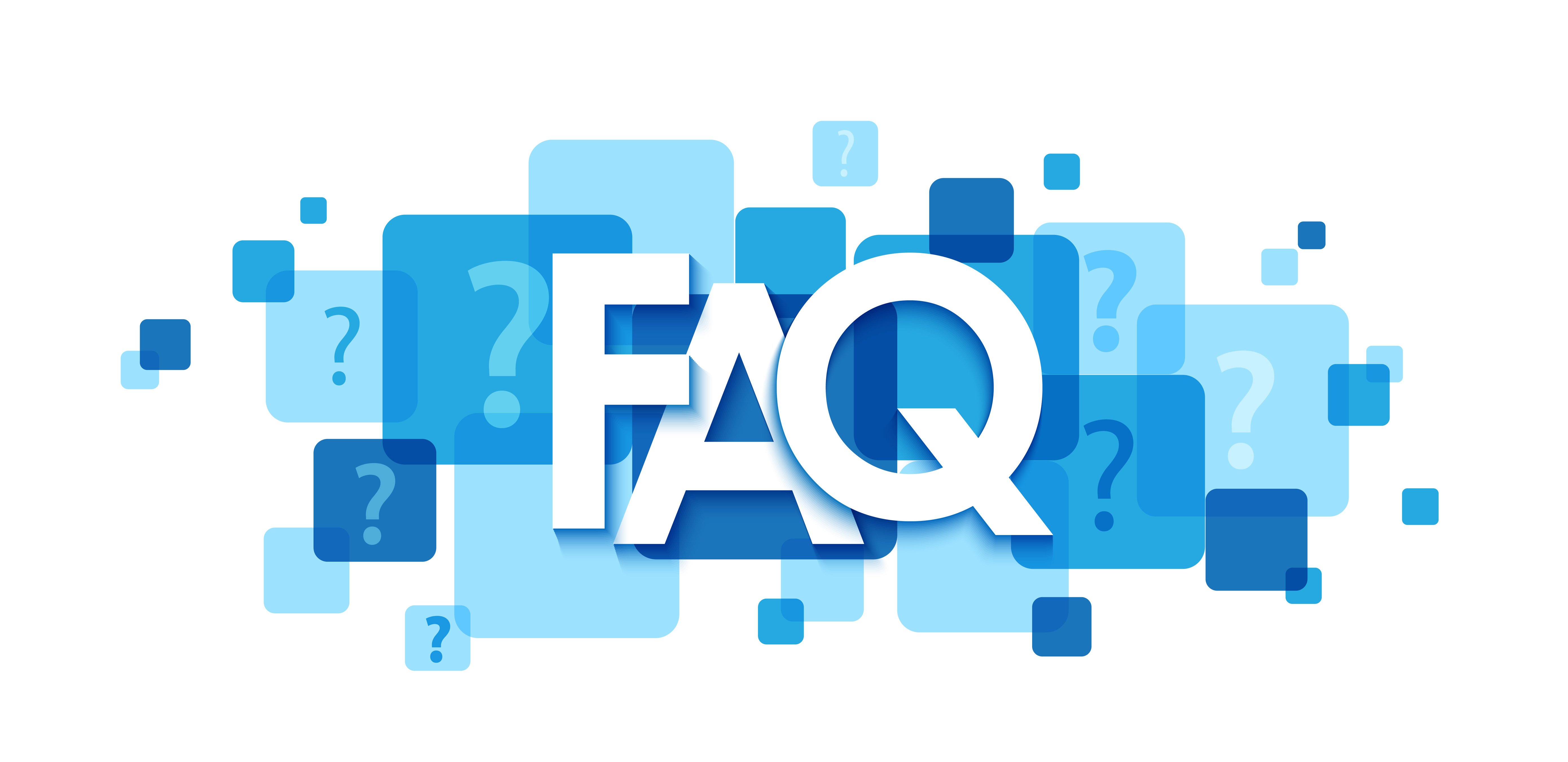 FAQ banner with colorful typography representing frequently asked questions about flooring business software